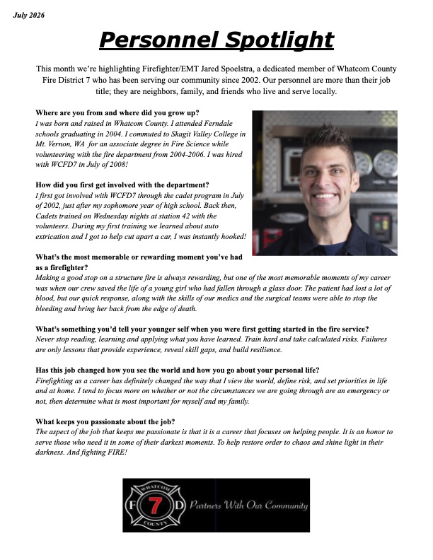 Jared Spoelstra July Personnel Spotlight